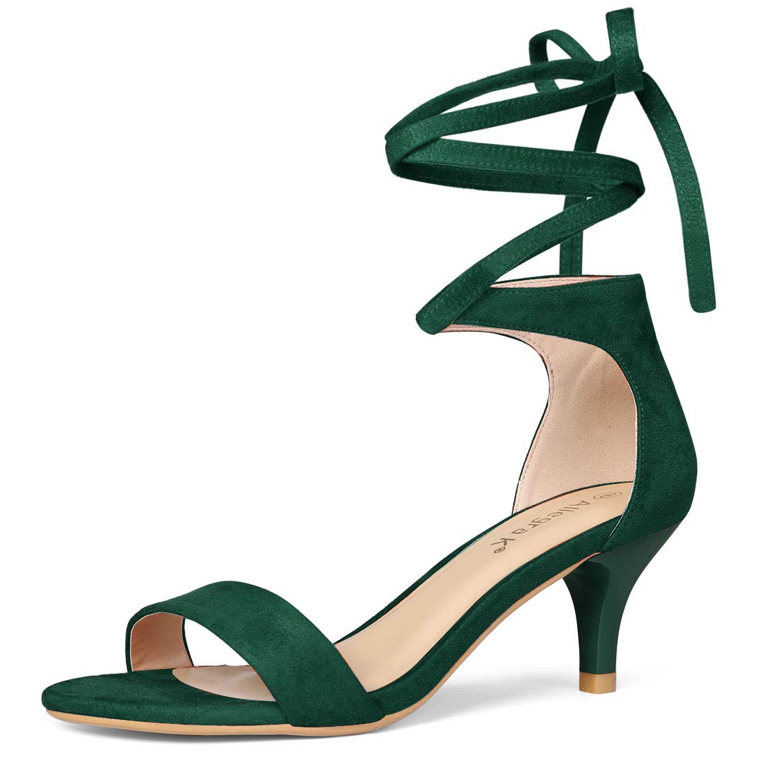 Photo 1 of Allegra K Women's Kitten Heel Green Lace up Sandals - 7 M US
