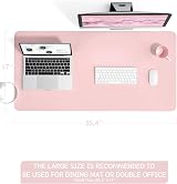 YSAGi Non-Slip Desk Pad 90x43 cm Pink Waterproof PVC Leather Desk Protector view 7