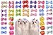 Yagopet 50pcs/Pack Cute Rhinestone Pearls Flowers Dog Hair Bows Mix Styles Grooming Accessories Mix Colors Rubber Bands