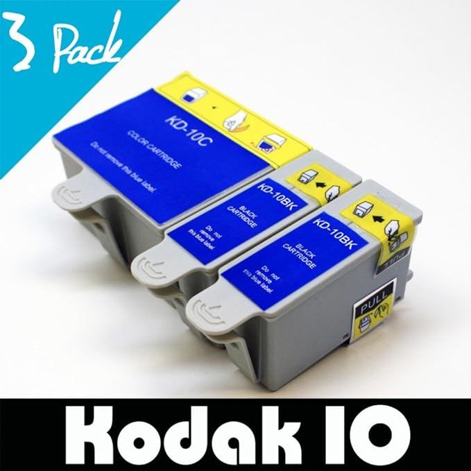 3 Pk Kodak 10 10 Black & Color Printer Ink Cartridges for
