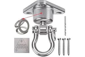 IOH Silent Bearing Swing Hanger Hammock Suspension Kit, SUS Rust Proof, 1500LB Heavy Duty 360 Degree Rotation, Yoga, Sandbag, Gym (3 wooden screws)