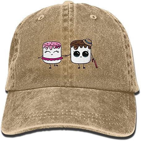 Uanqunan Sweet Marshmallow Unisex Cotton Denim Baseball Cap Adjustable Strap Low Profile Plain Hats Natural