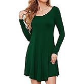 DEARCASE Women's T Shirt Dress Long Sleeve V-Neck Floral Print Casual Loose Flowy Swing Dresses