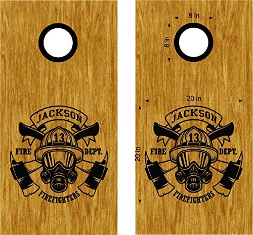Fireman Cornhole Decals Fire Fighter Department Cornhole Board Decals Stickers - Bean Bag Toss - Vinyl Stickers - Comes With Rings - Bean Baggo Decal 3
