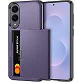SAMONPOW for Samsung Galaxy S25 Edge Case Wallet with Card Holder Heavy Duty Protective Dual Layer Shockproof Hidden Card Slot Wallet Phone Case for Samsung Galaxy S25 Edge for Women Men, Gray Purple