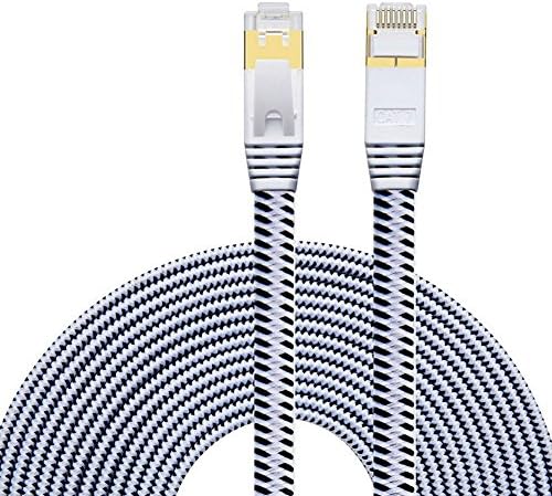 Aiposen Cat 7 Ethernet Cable:Nylon 6.5Feet (2M) CAT7 Shielded RJ45 Ethernet Patch Network Cable Professional Gold Plated Plug STP Wires Cat 7 Networking Cable Patch/ Modem/ Router/ LAN Black & White