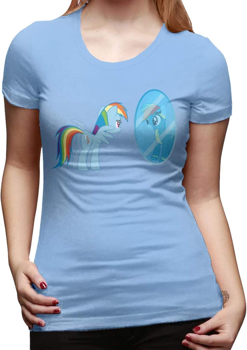 KENMENE Customized Rainbow Dash's Dream T-Shirt for Ladies 100% Organic Cotton O-Neck Black