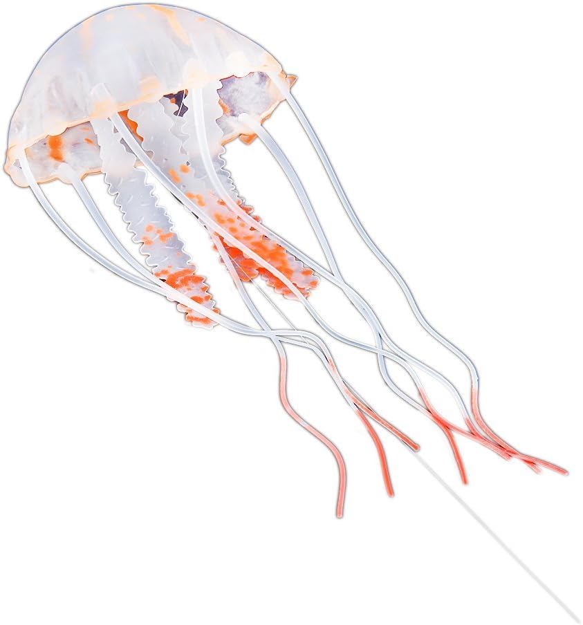 Orange Glowing Effect Artificial Fake Jellyfish for Fish Tank Decor Ornament