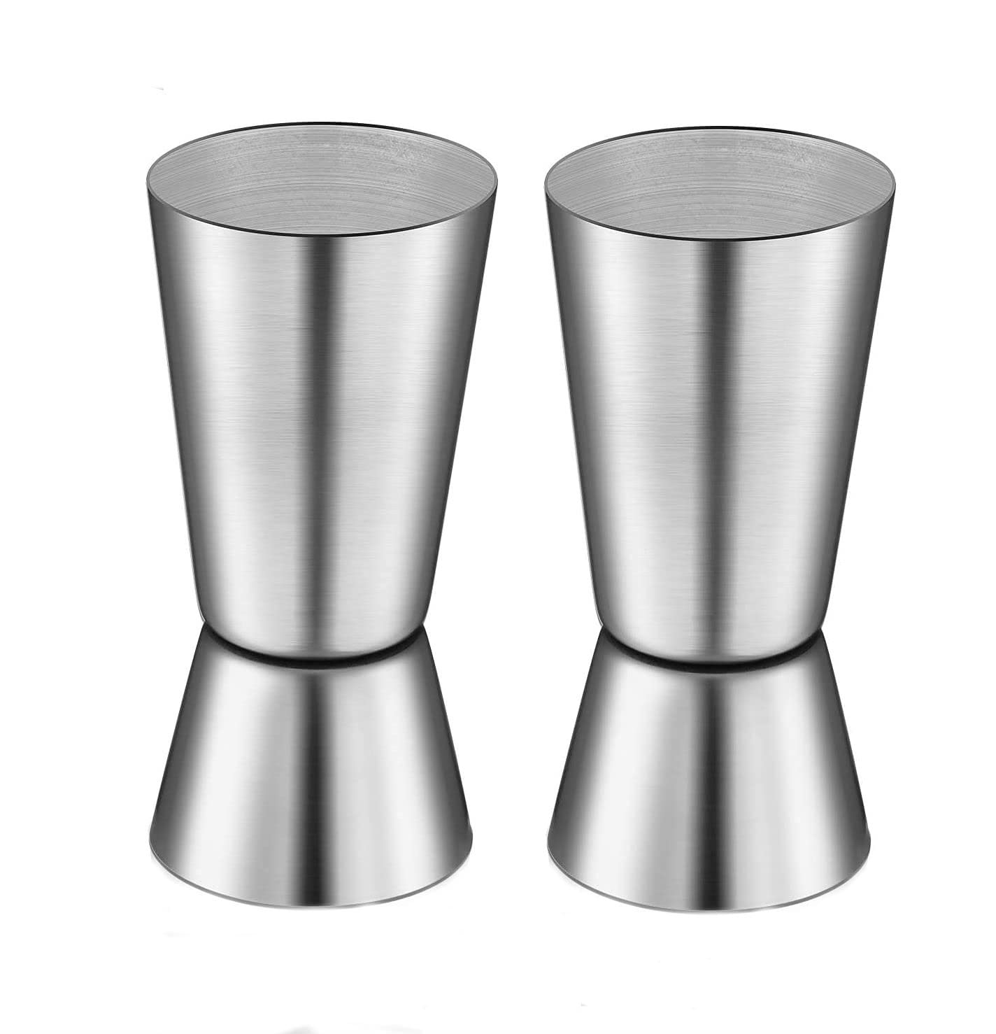 KAIAIWLUO Jigger Spirit Measure,2 PCS Stainless Steel Jigger Bar Measuring 25/50ML Double Measuring Liquid Jigger Measure Cup for Party Bar Cocktail Shot Drink Shaker Wine