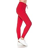 Leggings Depot Women's Jogger Track Cuff Sweatpants with Pockets for Yoga, Workout