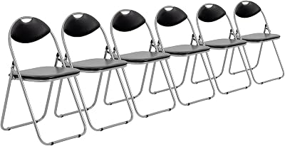 Harbour Housewares Padded Folding Chair Black 6 Pack Steel Frame 114kg