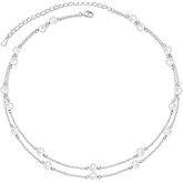 S925 Sterling Silver Choker Short Dainty Multilayer Triple Layered Necklace Pearl Bead Pendant for Women Jewelry