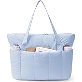 Narwey Puffer Tote Bag for Women Work with Laptop Compartment, Puffy Quilted Work Tote Bags for Travel Carry on Teacher Nurse