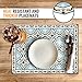 Camoone Placemats Set of 4 Dining Table Set - Elegant Toscana Decor - Easy Clean, Insulated, Hypoallergenic, Non-Toxic, PVC 11.8x15.75x0.08 Inches + Bonus 4x Matching Coasters - Light Blue / Off-White