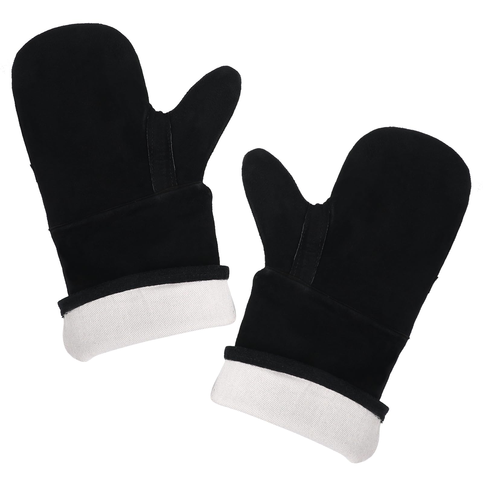 YARNOW Oven Gloves Heat Resistant Leather Oven Mitts Non-Slip Black Oven Gloves for Oven Grill Stove Fireplace Welding