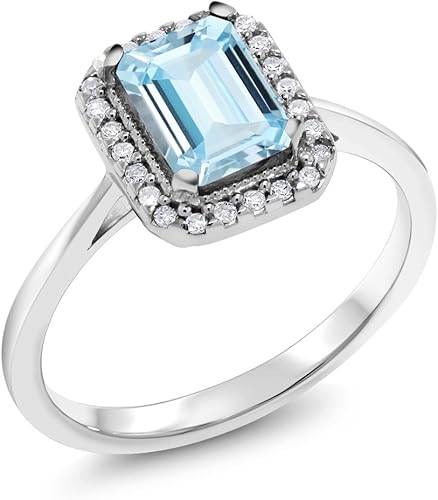 Amazon Gem Stone King 0 97カラット 天然 アクアマリン 天然 ダイヤモンド 10金 ホワイトゴールド K10 指輪 リング リング 通販