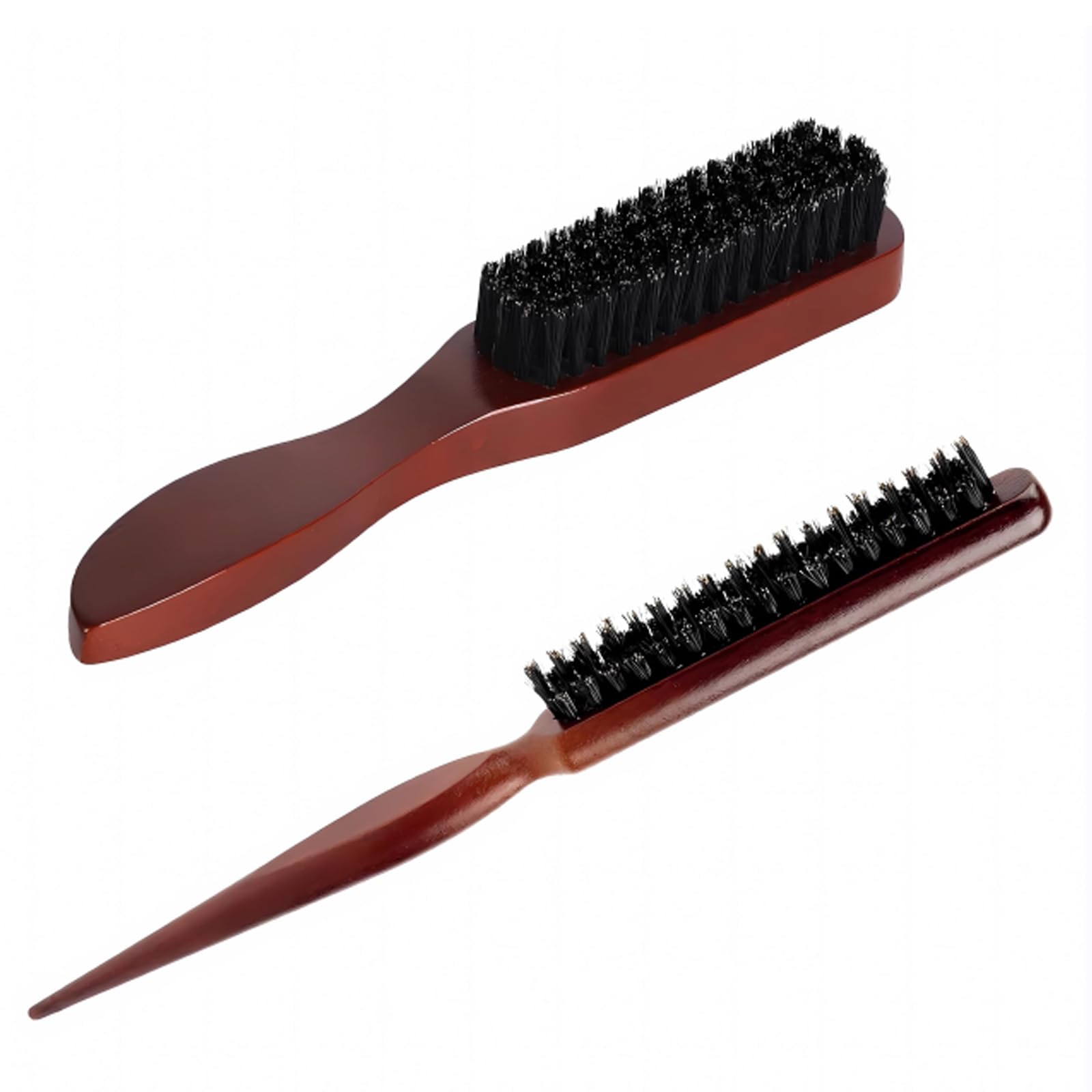 2 Pcs Boar Bristle Hair Brush, Slick Back Hair Brush Slick Back Brush, Comb and Shear Tools Comfortable Grip Easy to Carry, Suitable for Trimming and Combing Long Thick Curly Thin Thick Hair Beard