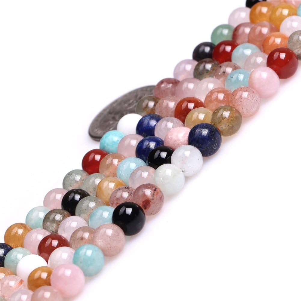 Natural Multicolor Mixed Stone Gemstone Semi Precious 6mm Round Beads for Jewellery Making Strand 15", Multicolour - Image 3