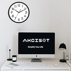 AKCISOT Wall Clock 10 Inch Silent Non-Ticking