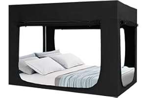 Quinnsus Bed Tent Bed Canopy Twin Size Tents for Adult and Kids - Portable Sleeping Bed Tents 80% Blackout with 4 Doors Breathable Private Space Tents(Mattress Not Included)