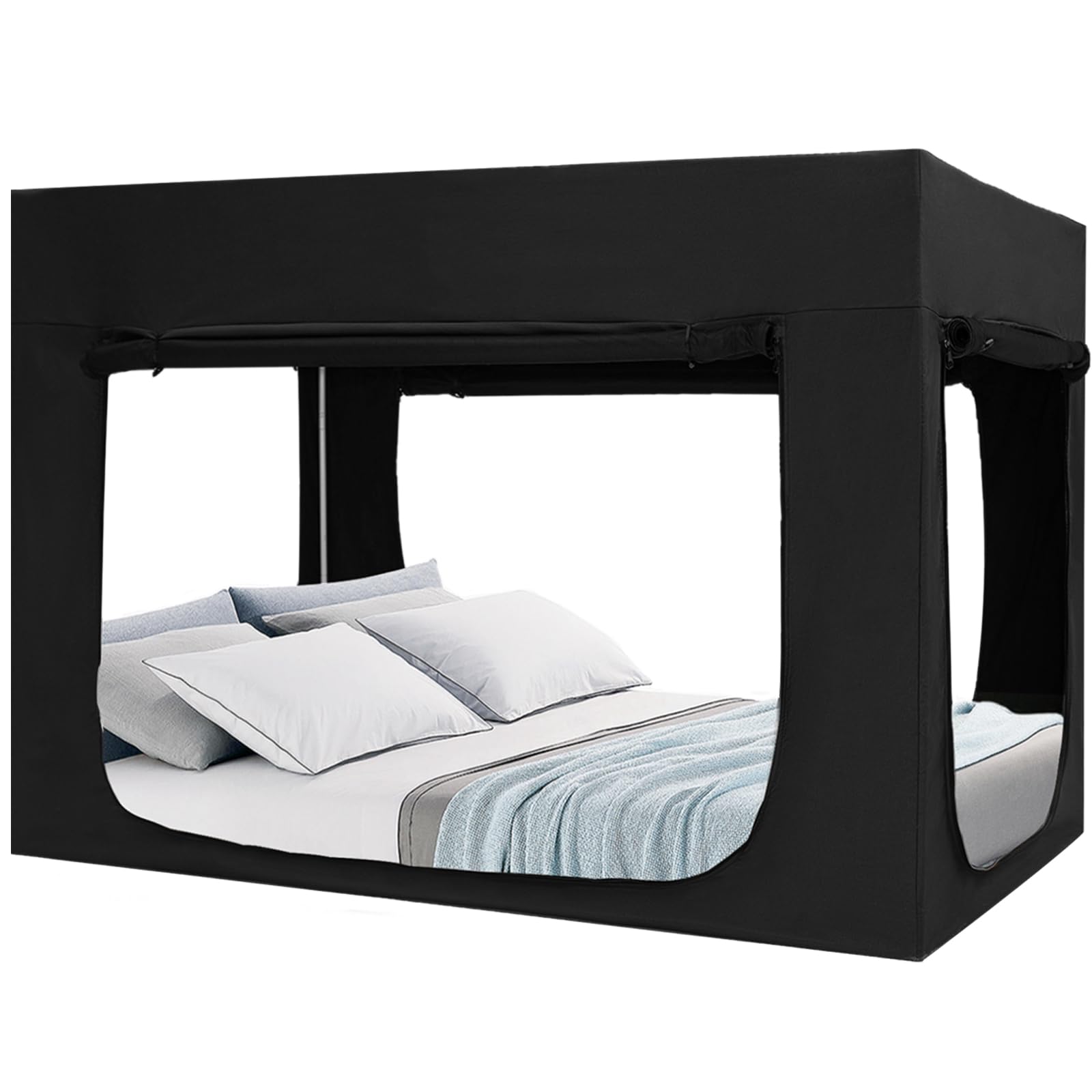 Photo 1 of Quinnsus Bed Tent Bed Canopy King Size Tents for Adult and Kids - Portable Sleeping Bed Tents 80% Blackout with 4 Doors Breathable Private Space Tents(Mattress Not Included)