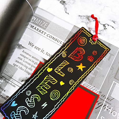 image for Supla 36 Set 2 Style Magic Scratch Rainbow Bookmarks Making Kit for Ki