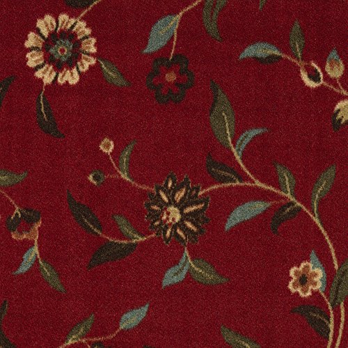 Ottomanson Ottohome Contemporary Leaves Floral Rug, 3'3" X 5', Red