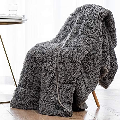 Wemore Shaggy Long Fur Faux Fur Weighted Blanket, Cozy and Fluffy Plush