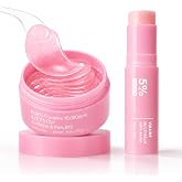 New PDRN Collagen Multi Balm Stick &amp; Eye Patches Set, Pink B12 &amp; Caffeine Under Eye Care, 0.32 Oz Balm + 60 Patches