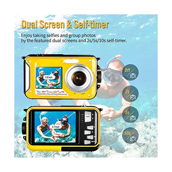 Unterwasserkamera Kamera Wasserdicht mit Dual Screen 2.7K 48MP Unterwasserkamera Digital Wasserdicht zum Schnorcheln… – Bild 6