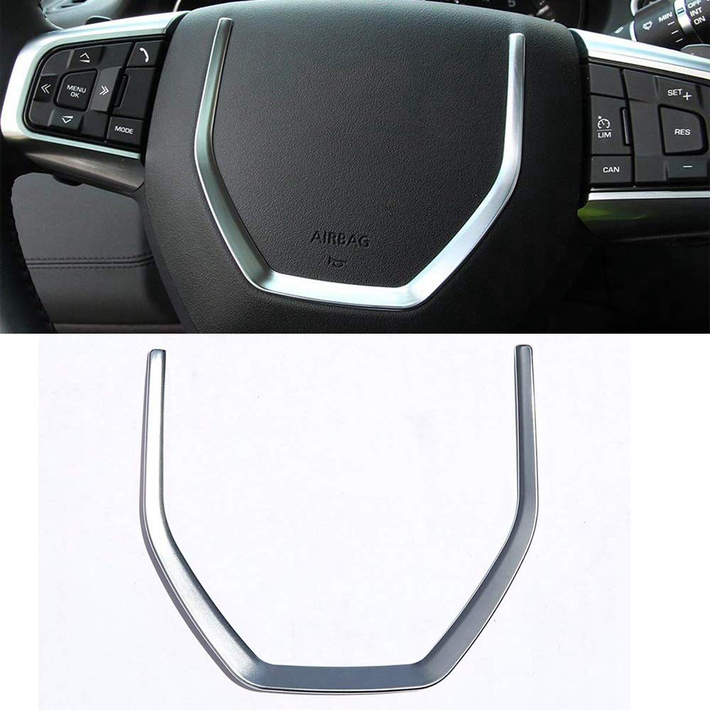 ABS Car Steering Wheel Decoration Sequins Trim 1Pcs For Discovery Sport 2015-2018 Car Accessories (Matte Silver)