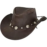 Outback Trading Company Men's 1376 Rawhide UPF 50 Leather Western Hat with Adjustable Chin Cord