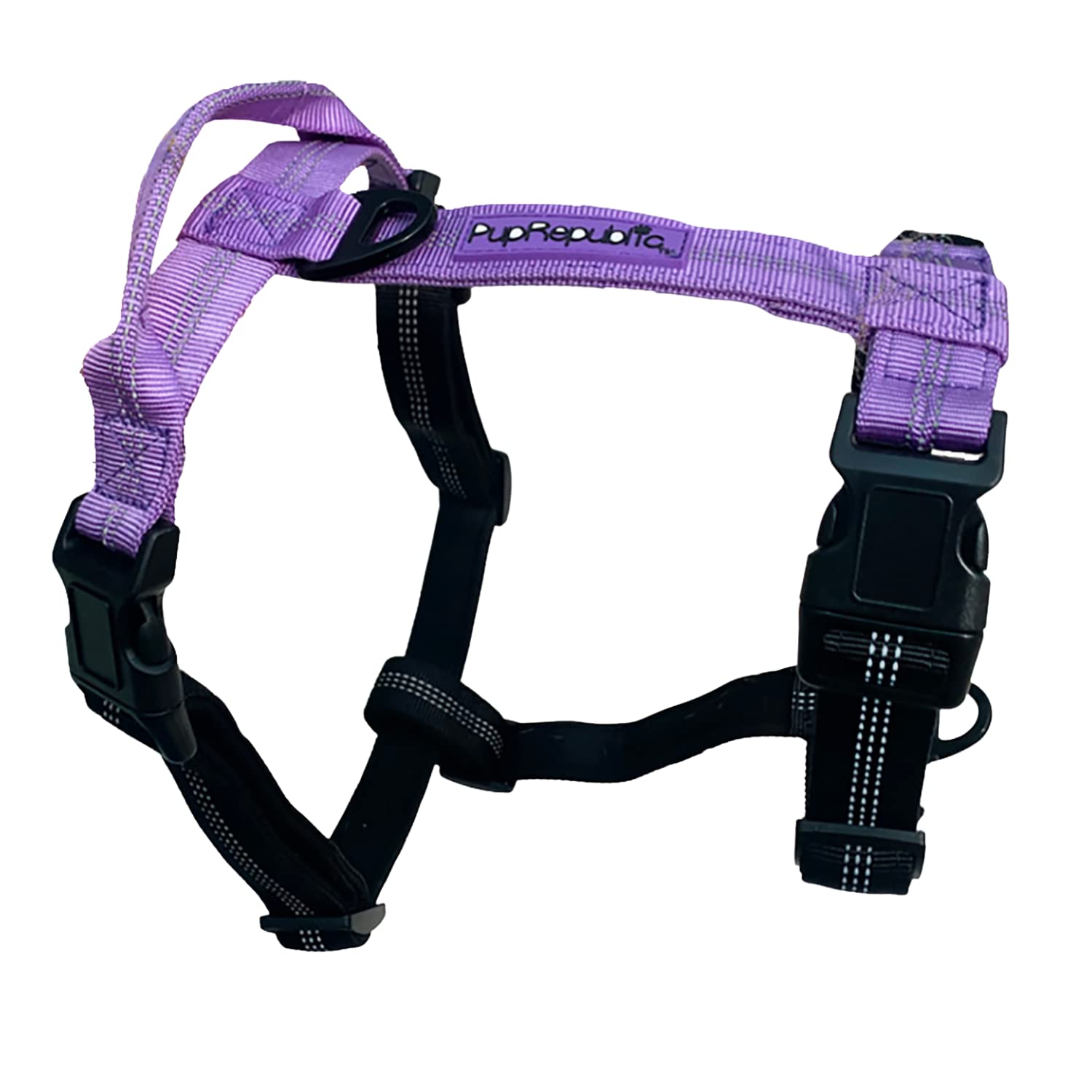 PupRepublic Dog Harness - Strong, Comfortable, Breathable & Fully Adjustable No Pull Harness For Dogs - Dog Harness Medium (Purple & Black, Medium)