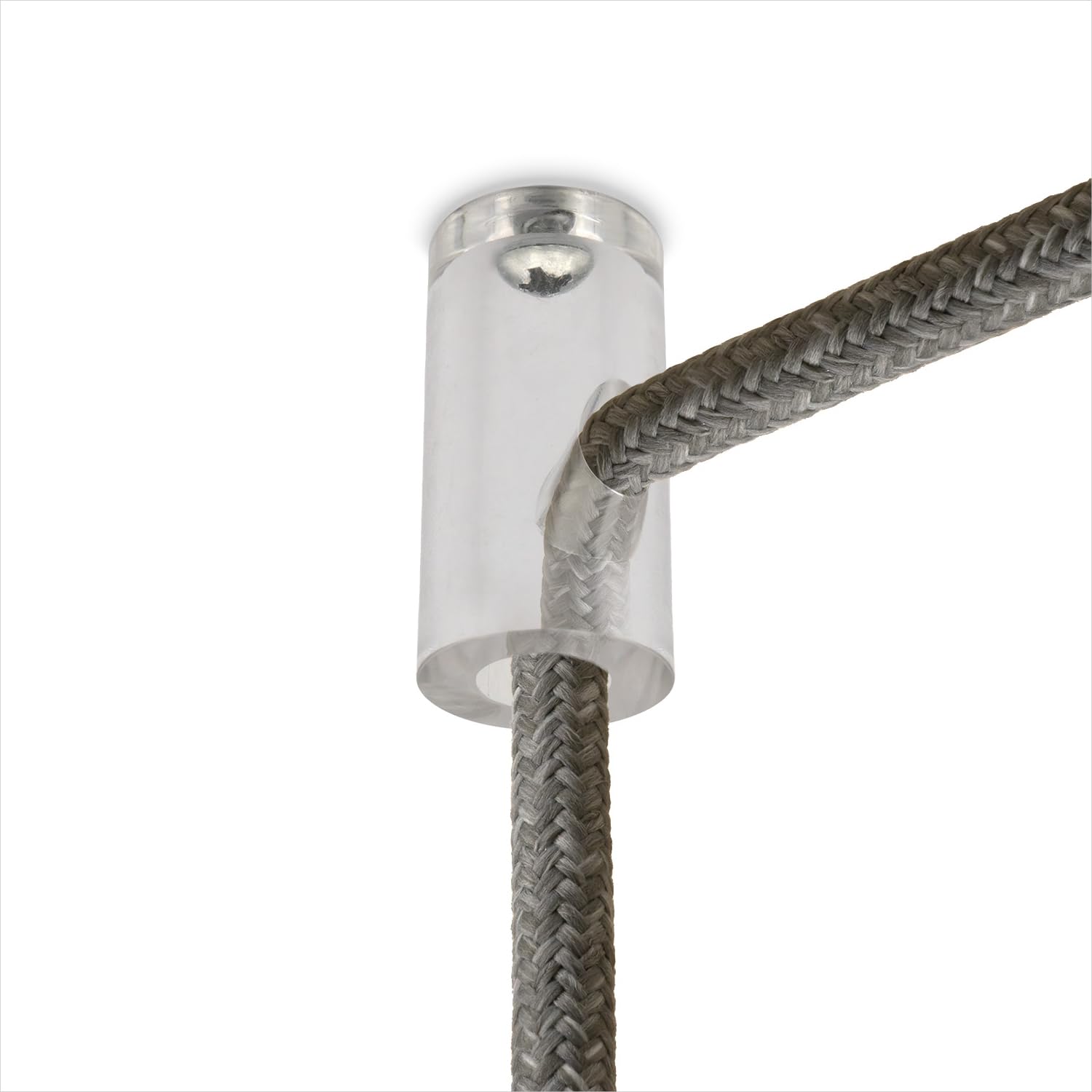 Amarcords - 5 ceiling decentralizers for lamps and suspensions. Vertical descent ceiling hook with visible cable adjustment - TRANSPARENT color electric cable decentralizer