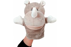 Glanzzeit Children Cartoon Animal Hand Puppets Soft Velvet Toddlers Glove Dolls 10 Inches Rhino
