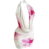 SweatyRocks Women's Club Halter Cowl Neck Dress Draped Going Out Open Back Cocktail Mini Dresses Party Clubwear