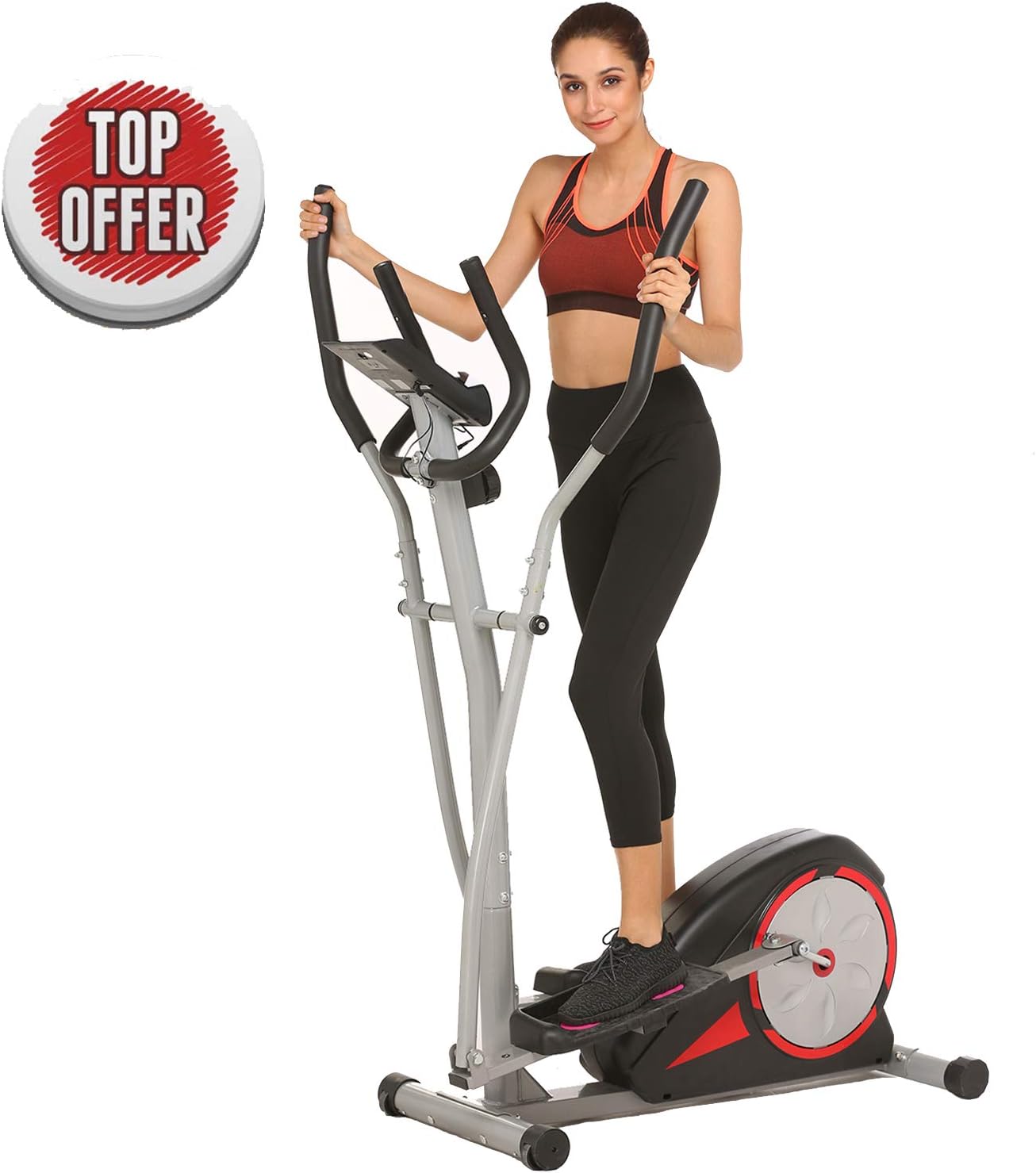 Elliptical Machine Eliptical Exercise Trainer Machine for Home Use Magnetic Smooth Quiet Driven, Top Levels Elliptical Trainer (Black)