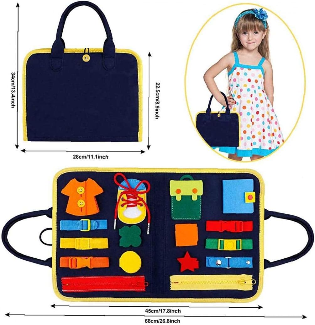 Montessori Busy Board Jeu Tableau Activite Bebe Jouet Panneau Educatif Garcon Jouet Dactivite Pour Motricite Fine Jouet Sensoriel Avec Fermeture Eclair Zip Bouton Boucle Et Lacet 16 In 1 Jouets A Tirer Jeux