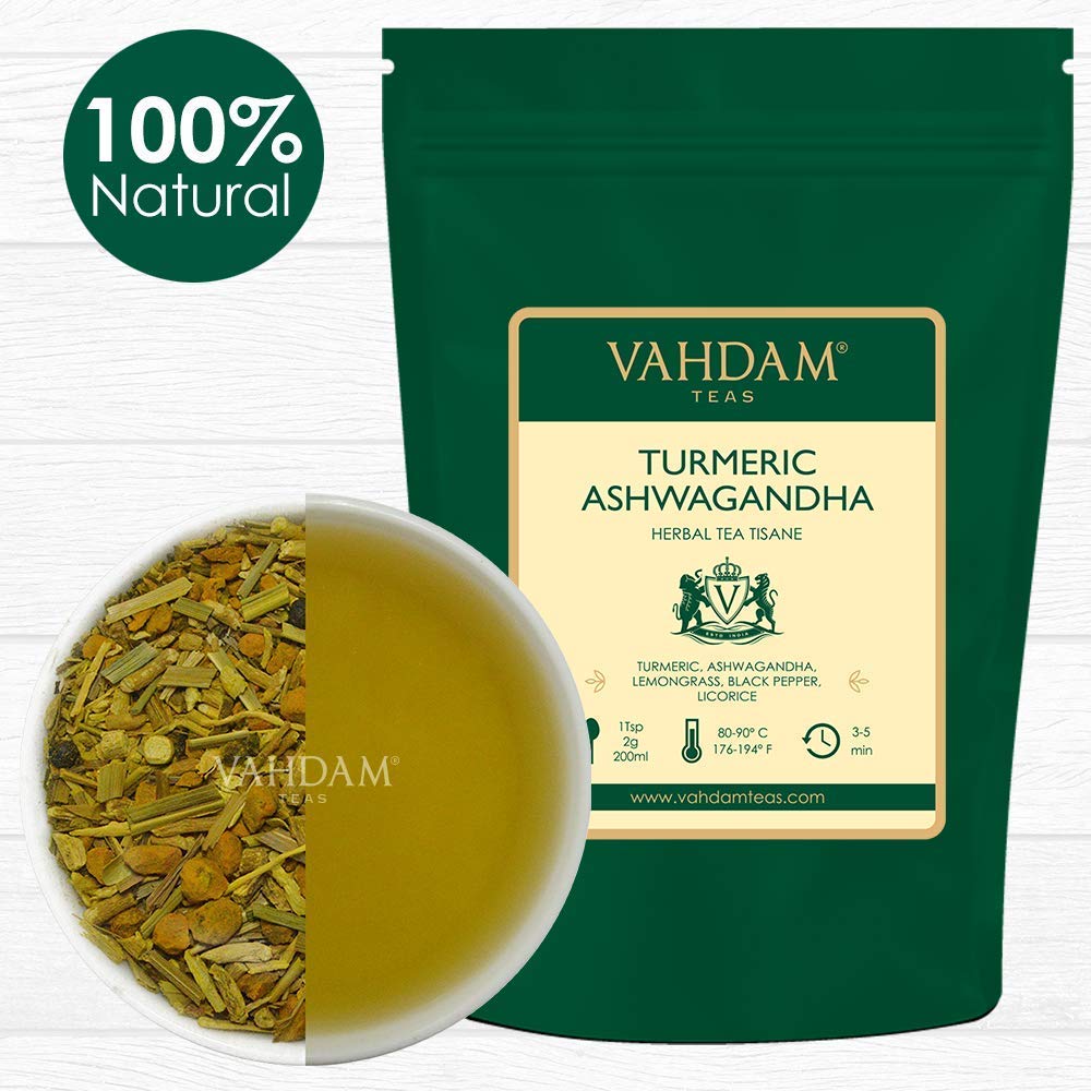 VAHDAM, Turmeric Ashwagandha (100 Cups) Herbal Tea India's Ancient