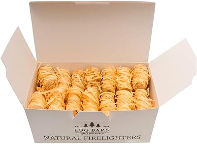 Log Barn Natural Firelighters Box of 40 for Wood Burners & Ovens