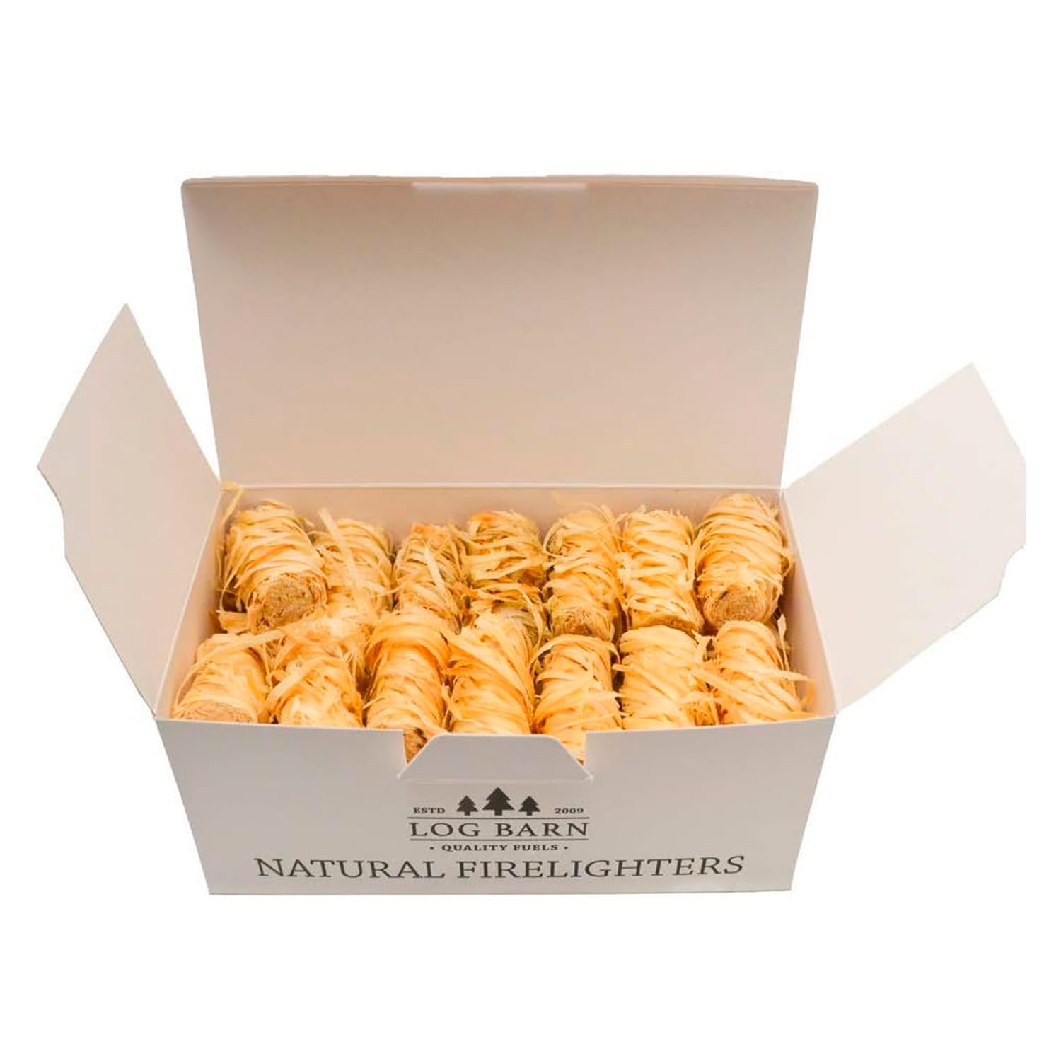 Log Barn Natural Firelighters (Box of 40). Natural Fire Lighters for Wood Burners, Pizza Ovens & Open Fires. BBQ Lighters, Fire Starters for Log Burners – Genuine Log Barn Fire Wood & Eco Firelighters