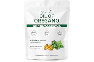 GEHALUKS Resilia Oil of Oregano with Black Seed Oil Softgels | 6000mg | Non-GMO, Gluten Free | Antioxidant & Seasonal Wellness Support | 300 Capsules
