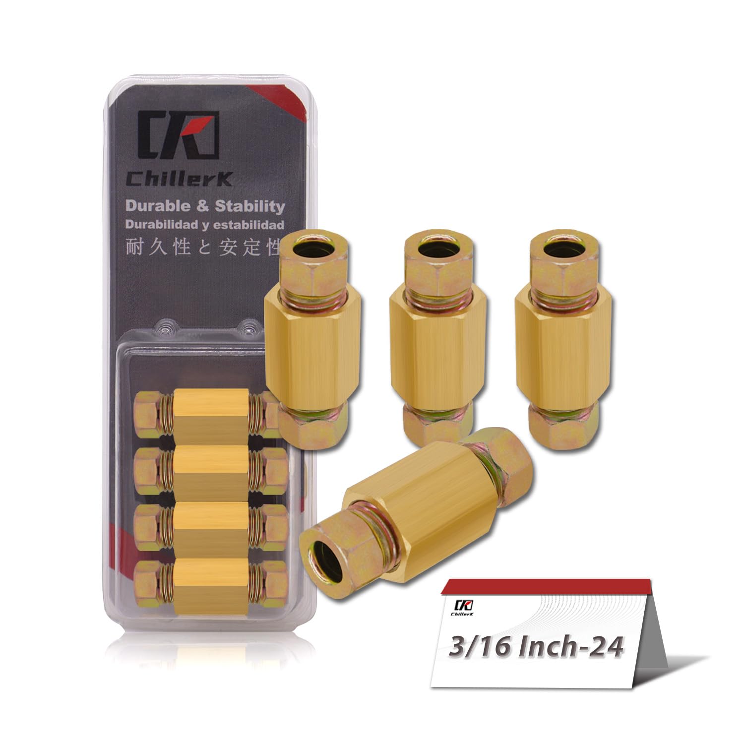 Photo 1 of 12 PC 3/16" Brake Line Fittings Kit - 24 Thread Assortment for 3/16" Tube - Includes 4 Unions, 8 Nuts