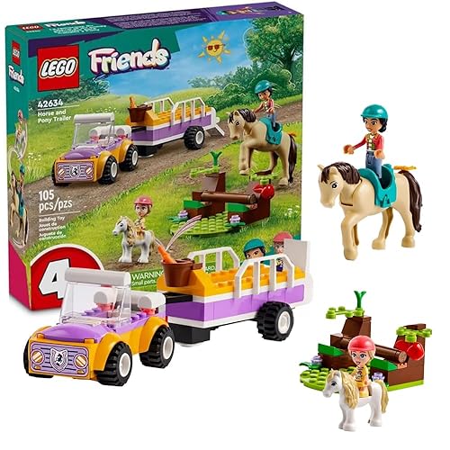 LEGO Friends Horse and Pony Trailer Playset, Building Toy for Kids, Creative Play Gift with Liann and Zoya Characters and 2 Animal Figures, Toy for 4 Year Olds and Up, 42634