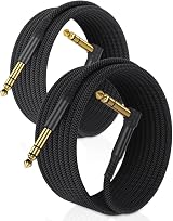 Ruxely 6.35mm TRS Cable 9M Right Angle 1/4 Inch Stereo Lead 2-Pack