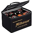 Nihewo Lipo Safe Bag Fireproof Explosionproof Battery Bag Organizer - Large Capacity Lipo Guard Safe Pouch for Storage & Transportation & Charging with Durable Handle and Mesh Pocket
