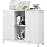 TaoHFE White Buffet Cabinet with Storage,Wooden Narrow Sideboard Entryway Cabinets,Modern White Cabinet with Doors Credenza