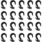 DGZZI 20PCS Black Plastic Adjustable Hooks Elastic Rope Binding Rope Hook Bungee Rope Hook Fit 1/4 Inch 5/16 Inch 3/8 Inch Shock Cord and Camping Rope