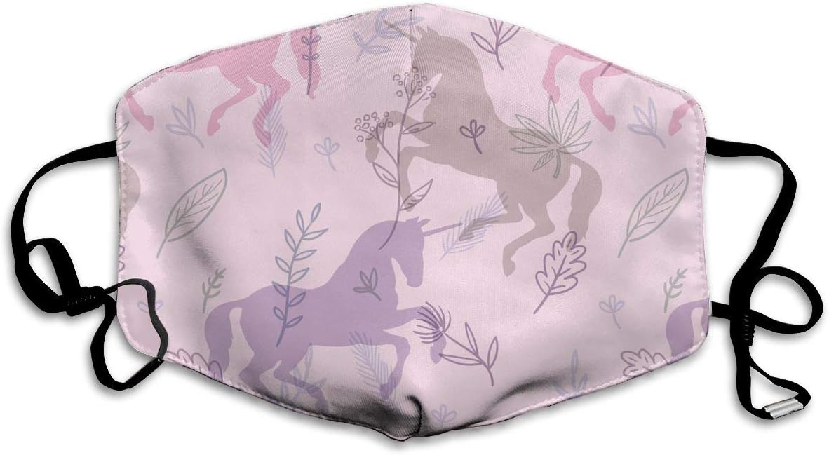 Unicorns On A Flower Field Washable Reusable Safety Mask, Cotton Anti Dust Half Face Mouth Mask For Kids Teens Men Women With Adjustable Ear Loops