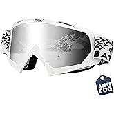 BATFOX Anti Fog Ski Goggles OTG for Adults & Kids, Snowboard Goggles with 100% UV Protection & Anti-Slip Fit for Skiing